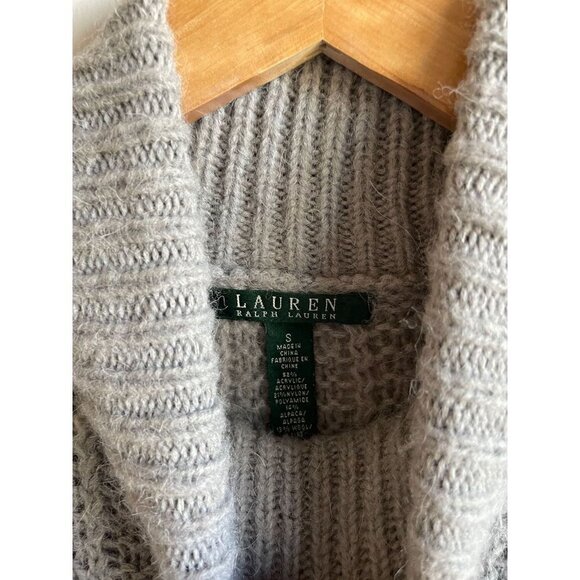 Lauren Ralph Lauren Size Small Gray Striped Alpaca Wool Blend Turtleneck Sweater - Picture 6 of 7